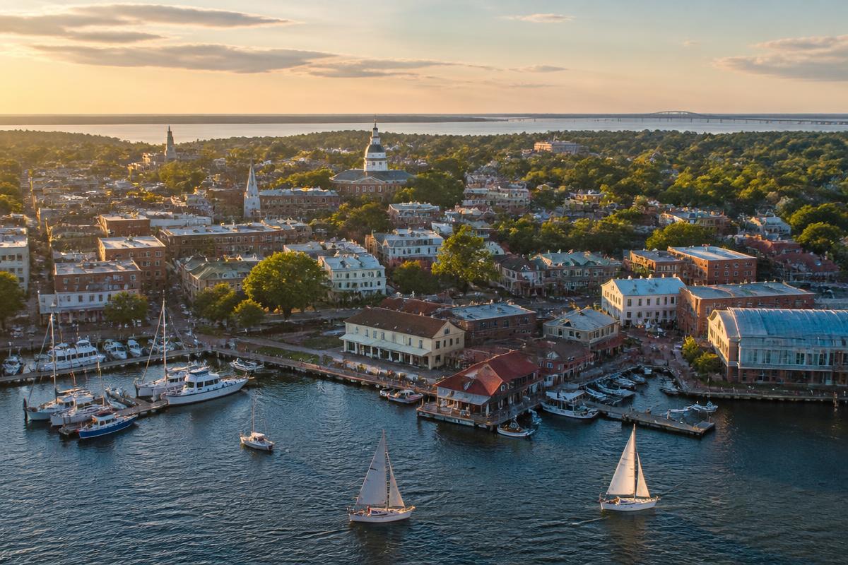 Aerial view of the Annapolis, Maryland waterfront